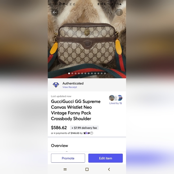 Gucci GG Supreme Canvas Wristlet Neo Vintage Fanny Pack Crossbody Should… - Picture 2 of 15